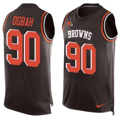 Nike Browns #90 Emmanuel Ogbah Brown Team Color Men's Stitched NFL Limited Tank Top Jersey